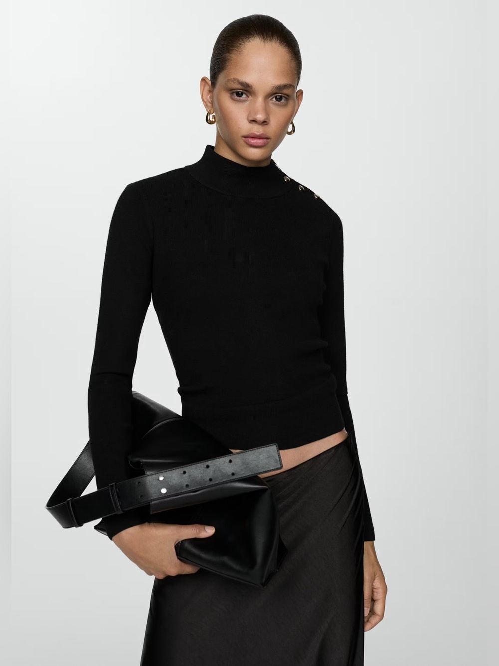 Mango Black sweater with shoulder buttons NWT